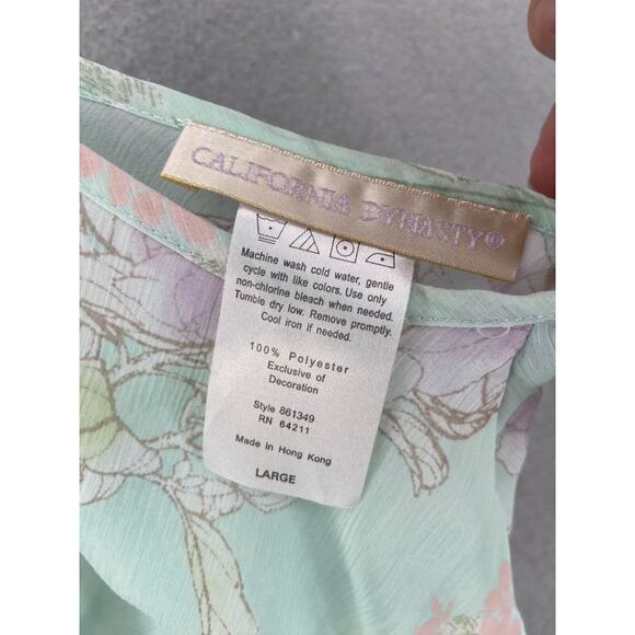 NWT California Dynasty Lingerie Sz L Teddy Thong Set Floral Green Fairy Romantic - Picture 10 of 13